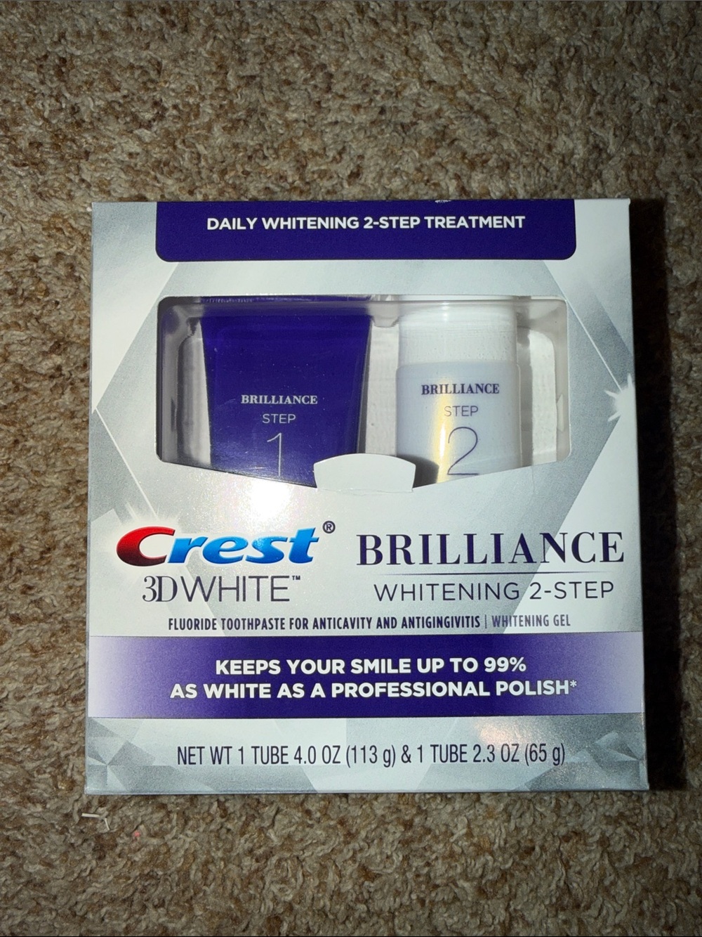 Crest 3D White Brilliance 2 Step Kit, Crest 3D White Toothpaste, Deep Clean